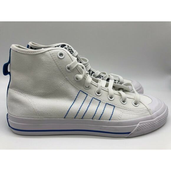 Adidas Nizza Hi RF Lifestyle Shoes White Black-Royal Blue FY3092 Men Size 10📦 - Picture 1 of 12